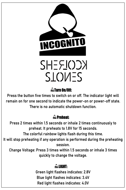 Sherlock Stones 510 Vape Cart Battery - Black Wood